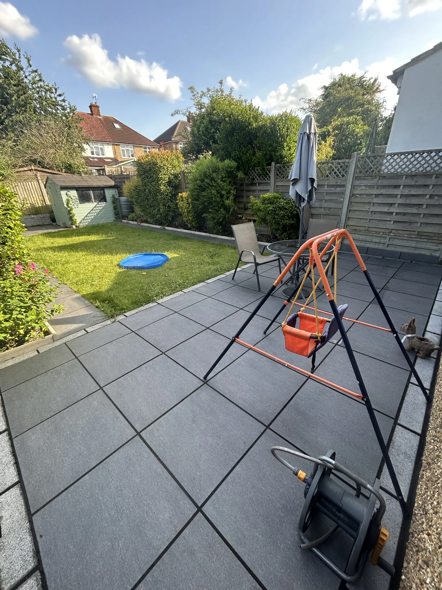 Patio and paving cleaned in a family garden in Rickmansworth